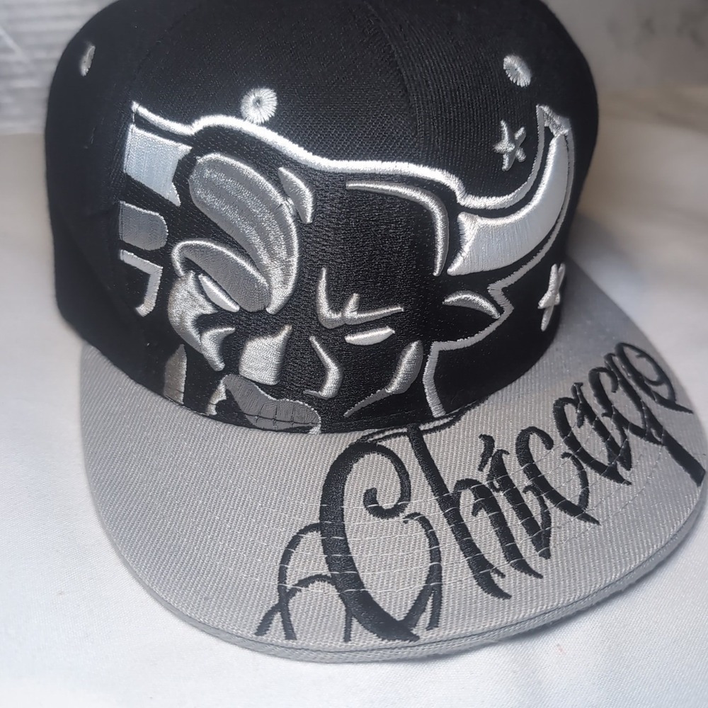 Professional Style Chicago Bulls Snapback Hat Cap Black Gray Embroidered